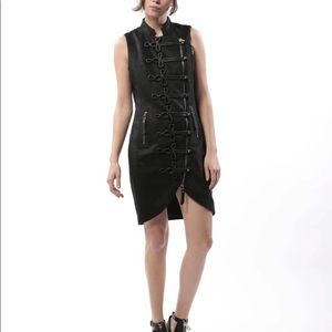 Black imperial wool blend vest dress